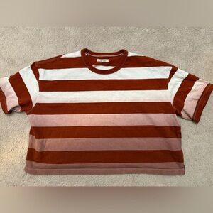 Madewell Women's Striped Tee - Red, Pink, and White